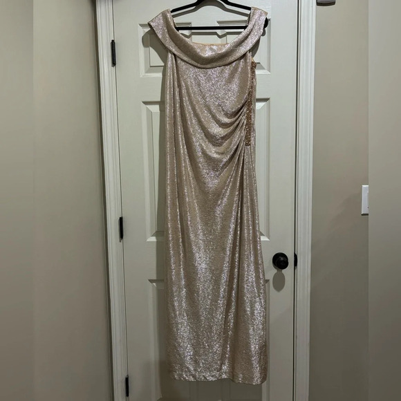 Calvin Klein Plus Size Metallic Off the Shoulder Gown - Picture 8 of 8